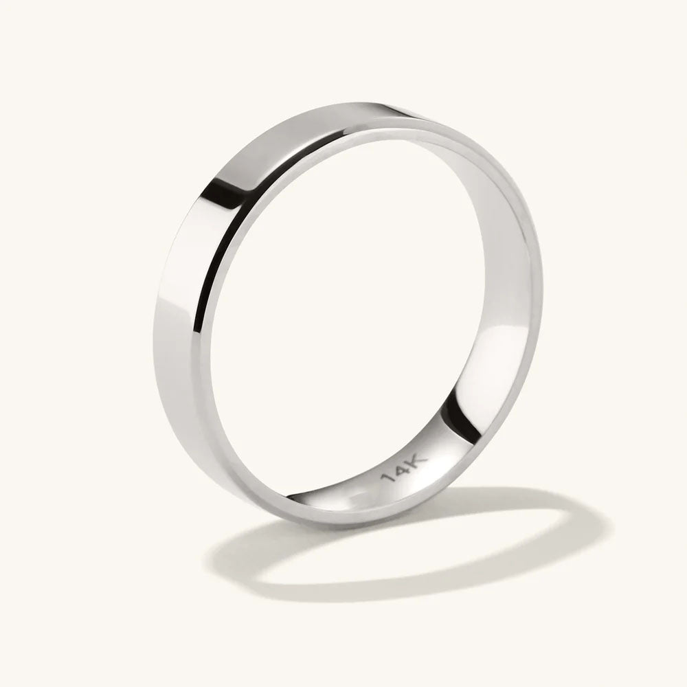 4mm Smooth Beyaz Altın Yüzük