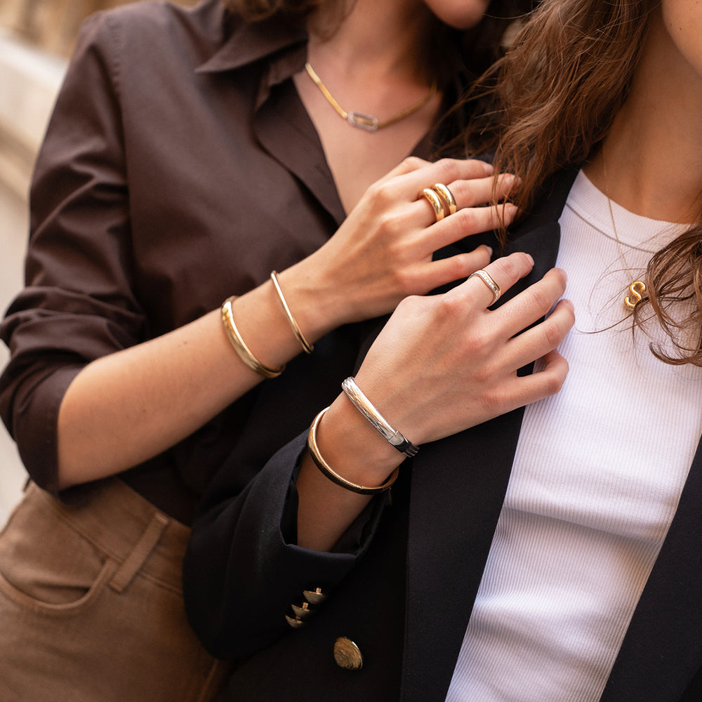 Bold White Flex Gold Bracelet