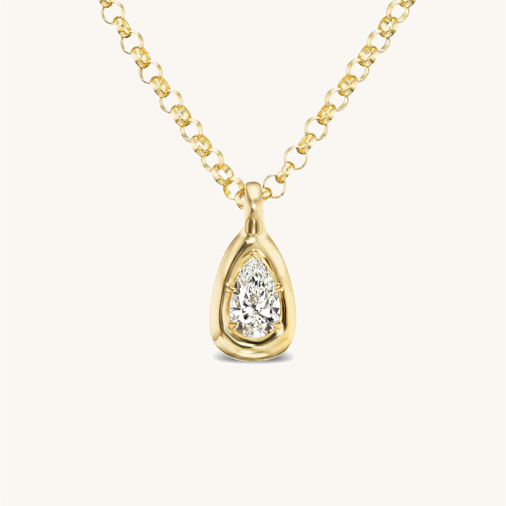 Amorf 1.00ct Damla Pırlanta Kolye