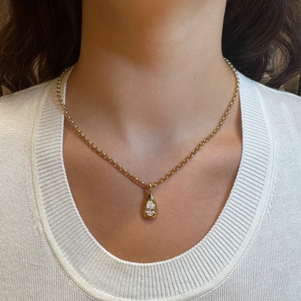 Amorf 1.00ct Damla Pırlanta Kolye