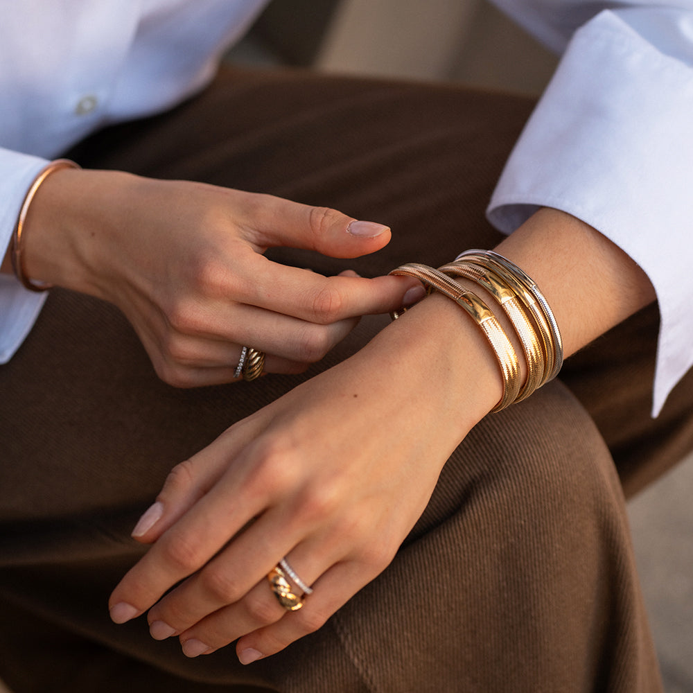 3 Bold Italian Flex Gold Bracelet