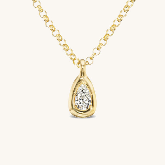 Amorf 1.00ct Damla Pırlanta Kolye