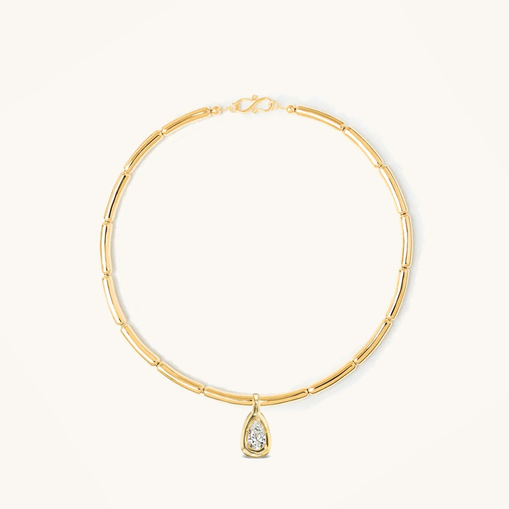 Amorf 1.00ct Lab Damla Capsul Kolye