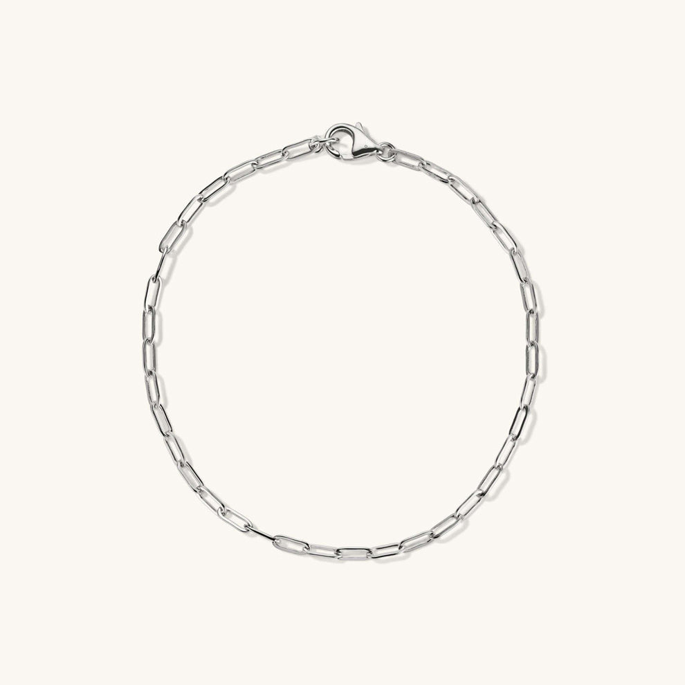 Paperclip Chain White Gold Bracelet