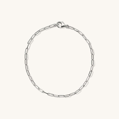 Paperclip Chain White Gold Bracelet