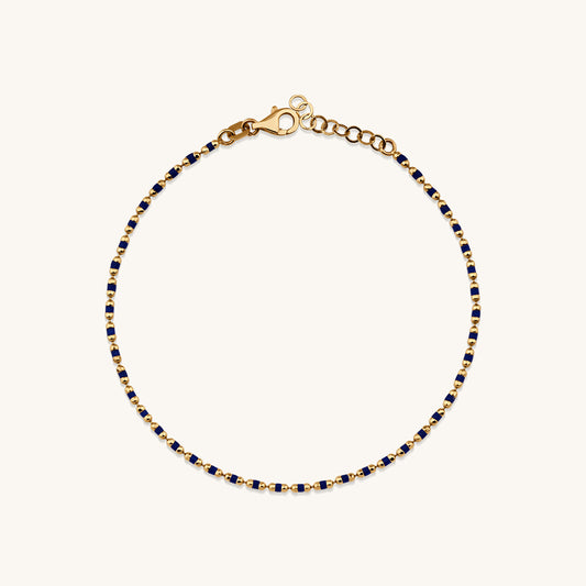 Crisp Navy Blue Gold Chain Bracelet