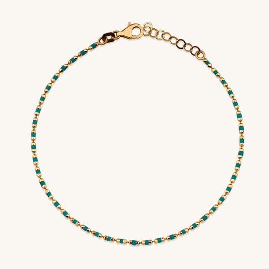 Crispy Turquoise Gold Chain Bracelet