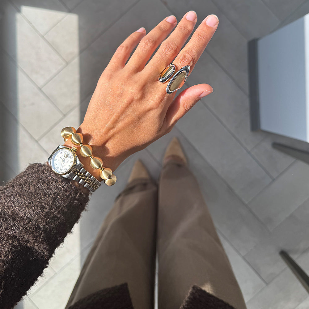 Dokulu Large Habbe Bileklik