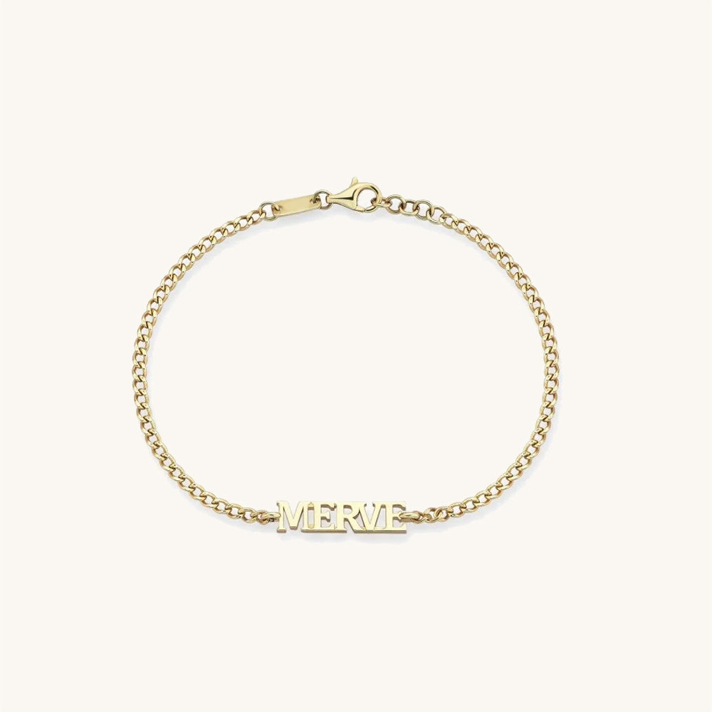 Name Tag Gold Bracelet